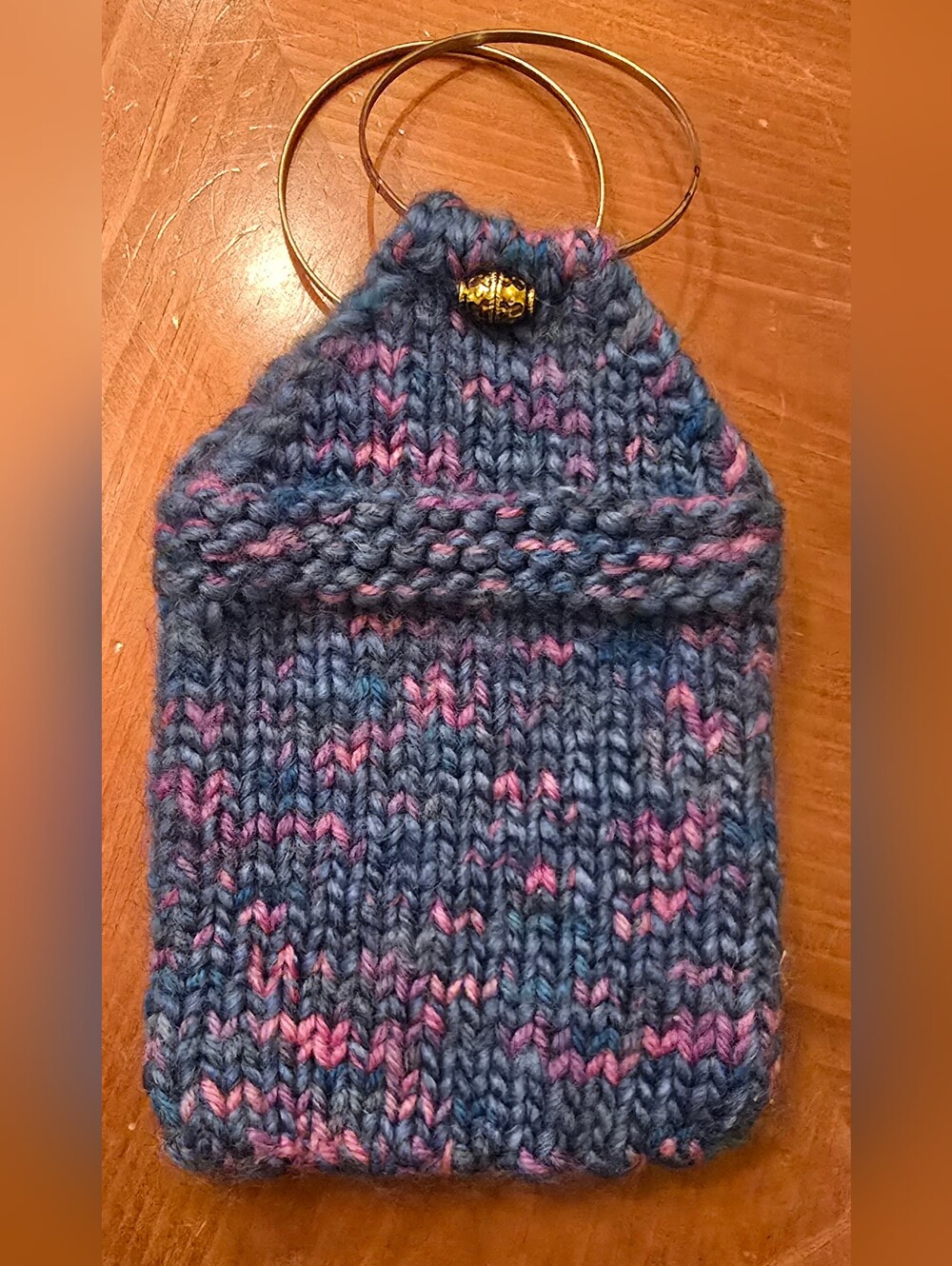 Hand Knitted Phone Pouch, Wrist Rings NWT, Decorative Accent